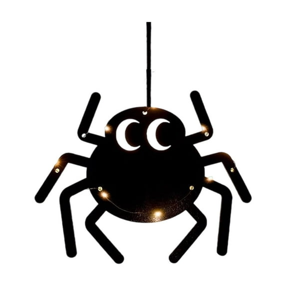 HHBEAUTY Lighted Halloween Hanging Spider, Halloween Decorations Indoor/Outdoor Black Hanging Spider with LED Lights Glow Waterproof for Yard Sign Window Wall Decor Indoor Clearance Decor