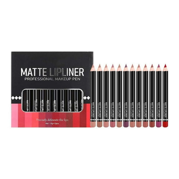 HHBEAUTY Lip Liner Pencil, 12 pcs High Pigmented Creamy Matte Lip Liner Set, Girls and Women Lipstick Pen Lip Makeup Gift Sets for Daily/Travel/Party/Work