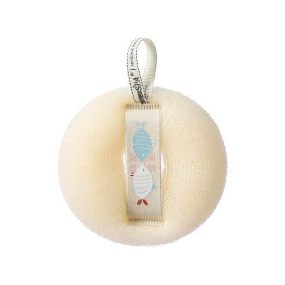 HHBEAUTY Loofah Sponge,Super Soft Sunflower Suction Cup Bath Ball, 2-in-1 Sponge Mesh Pouf Bath Ball Body Scrubber, Bathroom Men Women, Soft Exfoliator, Reusable, White