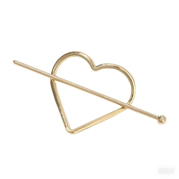 HHBEAUTY Love Heart Hair Slide Clip, Large Heart Hair Clip Vintage Hair Slide Pin Bun Holder Gold Bobby Pin Metal Hair Accessories for Women and Girls
