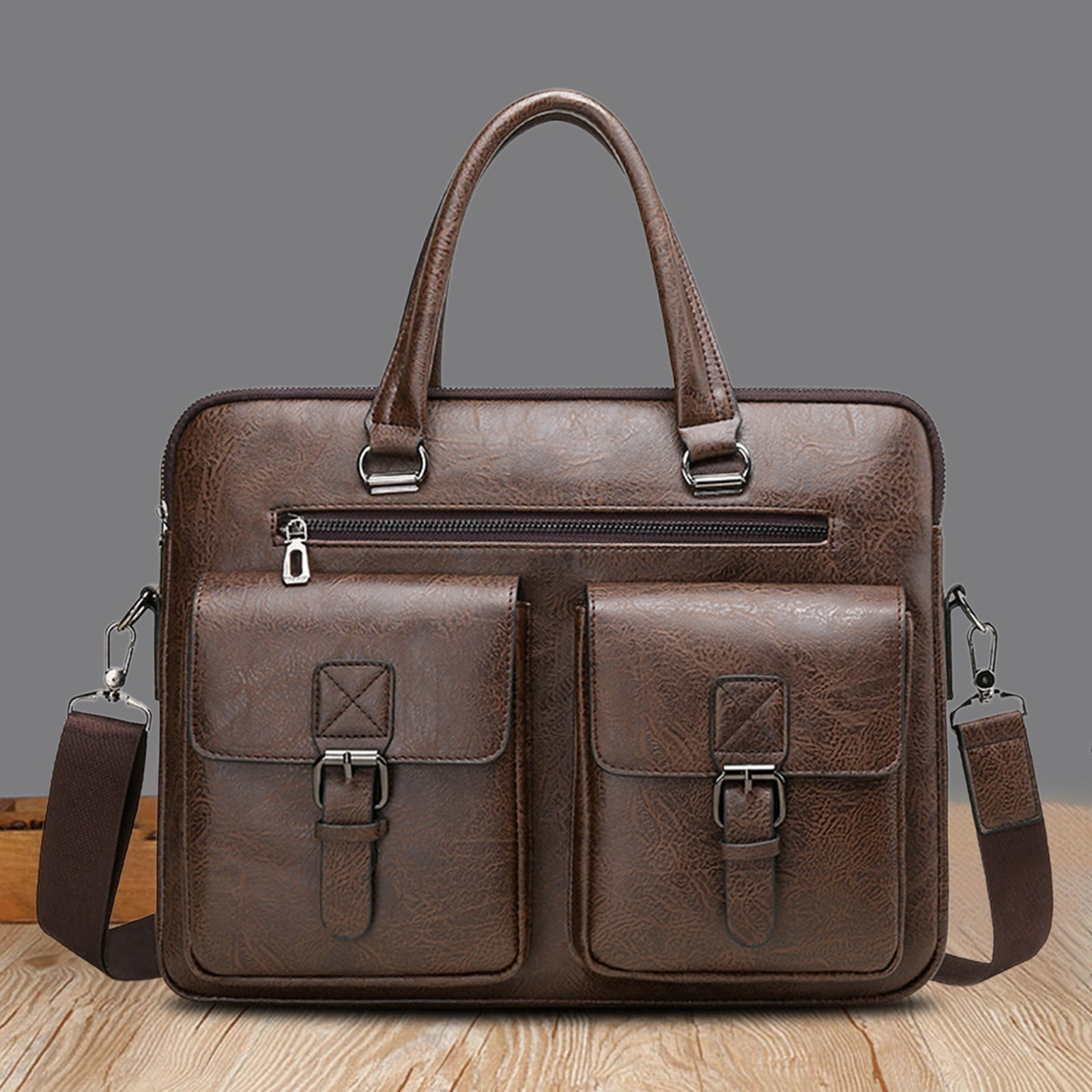 HHBEAUTY Mens Messenger Bag 15x10.6 Inch Vintage Leather Laptop Briefcase Magnetic Closure Large Satchel Computer Shoulder Bag, Handbag For Travel Work Daily Necessary