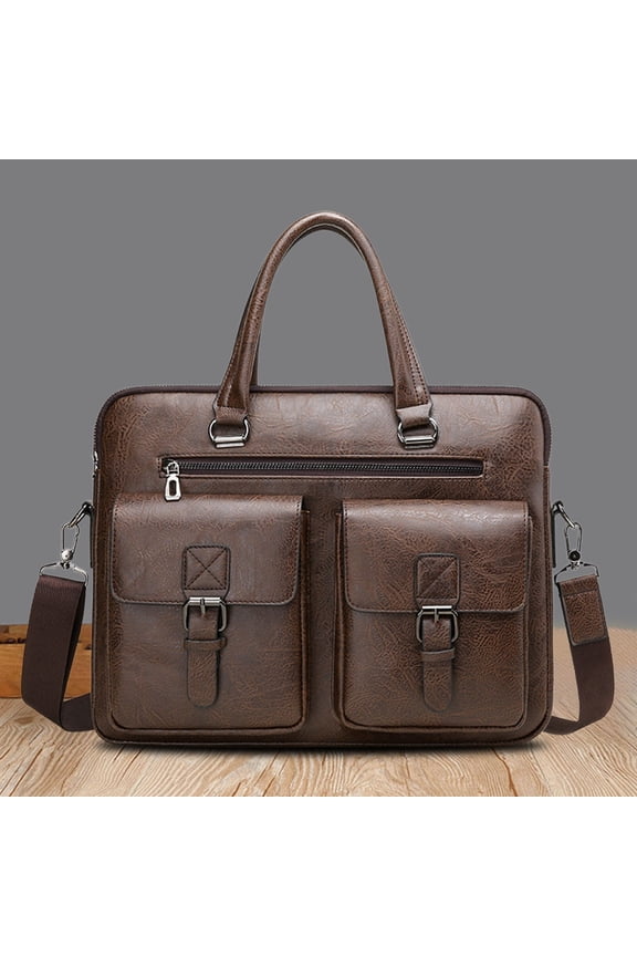 Mens Messenger Bag 15x10.6 Inch Vintage Leather Laptop Briefcase Magnetic Closure Large Satchel Computer Shoulder Bag, Handbag For Travel Work Daily Necessary