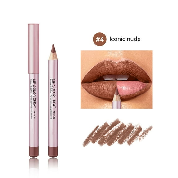 HHBEAUTY Mini Lip Liner Pencil, Wooden, Firm yet Smooth, Contour and Line with Ease, Perfectly Outlined Lips, Comfortable, Hydrating, Moisturizing, Rich Pigmented Color, Long Lasting, Walnut