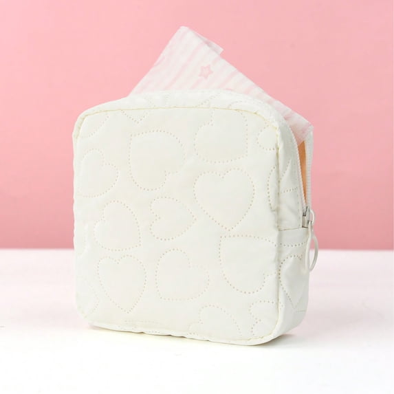 HHBEAUTY Mini Makeup Bag: Cute & Compact Cosmetic Pouch for Purse, Multi-Functional Small Makeup Bag for Travel and Everyday Use-White