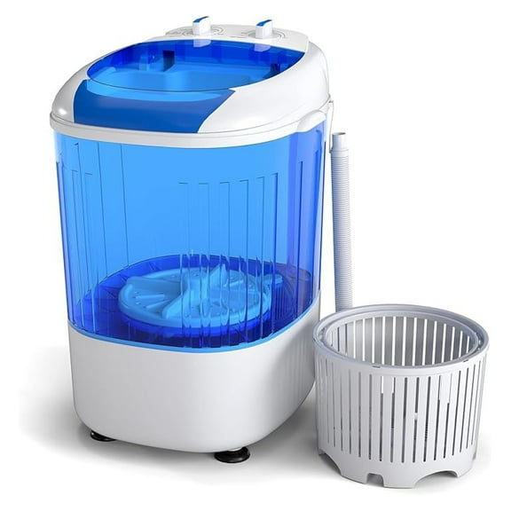 HHBEAUTY Mini Portable Washing Machine, 5.5 lbs Capacity, Compact Laundry Washer with Spin Tub & Drain Hose, Perfect for Apartment Dorms RV Home (Blue)
