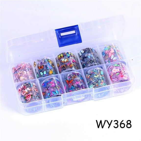 HHBEAUTY Nail Foil Sheets, 10 Rolls Aurora Print Transfer Stickers, Holographic Nail Art Transfer Foil Sticker Flower Paper Wraps for DIY Art Design