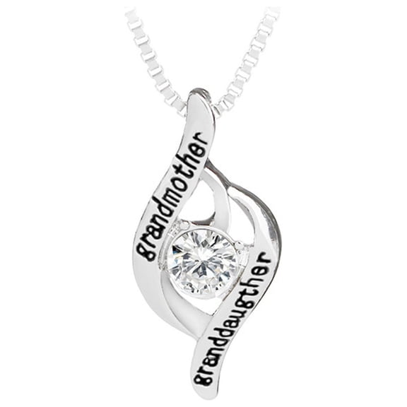 HHBEAUTY Necklace Gifts for Grandmother, "grandmother granddaughter" Love Cubic Zirconia Pendant Necklace,Mother's Day Gifts