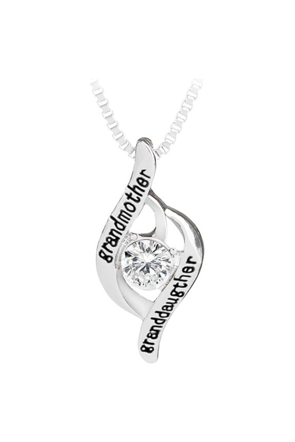 Necklace Gifts for Grandmother, "grandmother granddaughter" Love Cubic Zirconia Pendant Necklace,Mother's Day Gifts