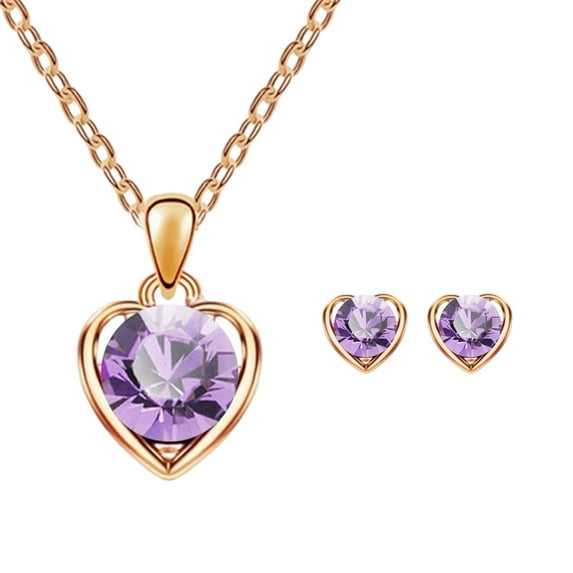 HHBEAUTY Necklaces for Women Pendant Fashion Jewelry Valentine Gift, Rhinestone Heart Chain Stud Earrings Party Jewelry Set Beaded Necklace Set Gift for Her