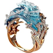 HHBEAUTY Oceans Oath Jewelry, Wear The Waves, Adjustable Ocean Rings, Necklace, Earring, Wave Necklace for Women, Marine Theme Jewelry Packs, Womens Jewelry, Gifts for Women Ring
