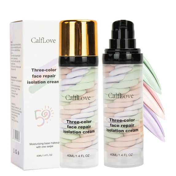 HHBEAUTY One Step Color Corrector Tri-Color contour Isolation Cream Skin Tone Correcting & Brightening Makeup Primer Neutralizing Dark Circles & Veins Correcting Redeness for Glowing, Flawless Makeup