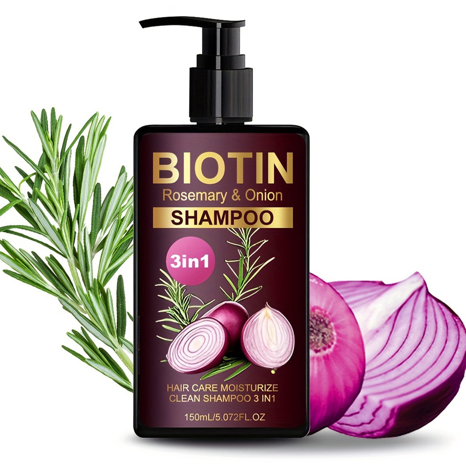 HHBEAUTY Onion & Rosemary Hair Shampoo: Biotin Infused Shampoo for Hair Loss and Thinning Hair - Promotes Healthier, Thicker and Stronger Hair for Women and Men