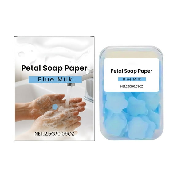 HHBEAUTY Paper Soap, Milk Flavor Mini Fresh Portable Disposable Petal Hand Wash Sheets, Dissolvable Hand Bath Soap, Suitable for Outdoor, Travel, Camping