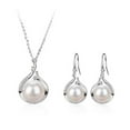 thumbnail image 1 of HHBEAUTY Pearl Jewelry Set for Women, Adjustable Dainty Pearl Pendant Necklace Pearl Dangle Earrings Wedding Pearl Silver Jewelry Set (Earring+Necklace), 1 of 5