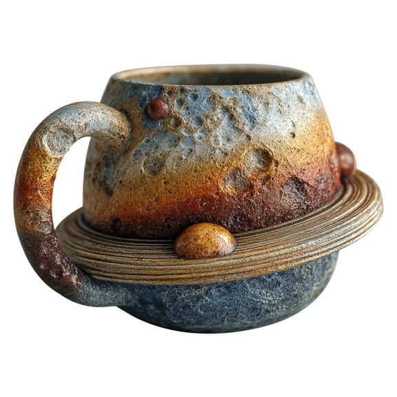 HHBEAUTY Planetary Mug Collection, Space Embossed Planet Mug, Celestial Coffee Mugs, Exquisite Novelty Mugs for Space Fans Obsessed with Stars, Planets, Astronomy (Saturn)
