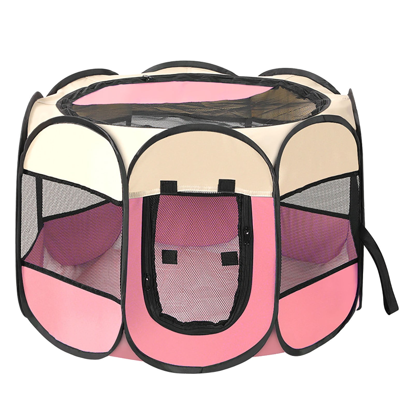 HHBEAUTY Portable Pet Cat Playpen for Indoor Cats Enclosed, Foldable Small Dog Puppy Playpen Crate Kennel Cage Outdoor with Top Roof, Pop Up Collapsible Kitten Play Pen Tent for Camping RV