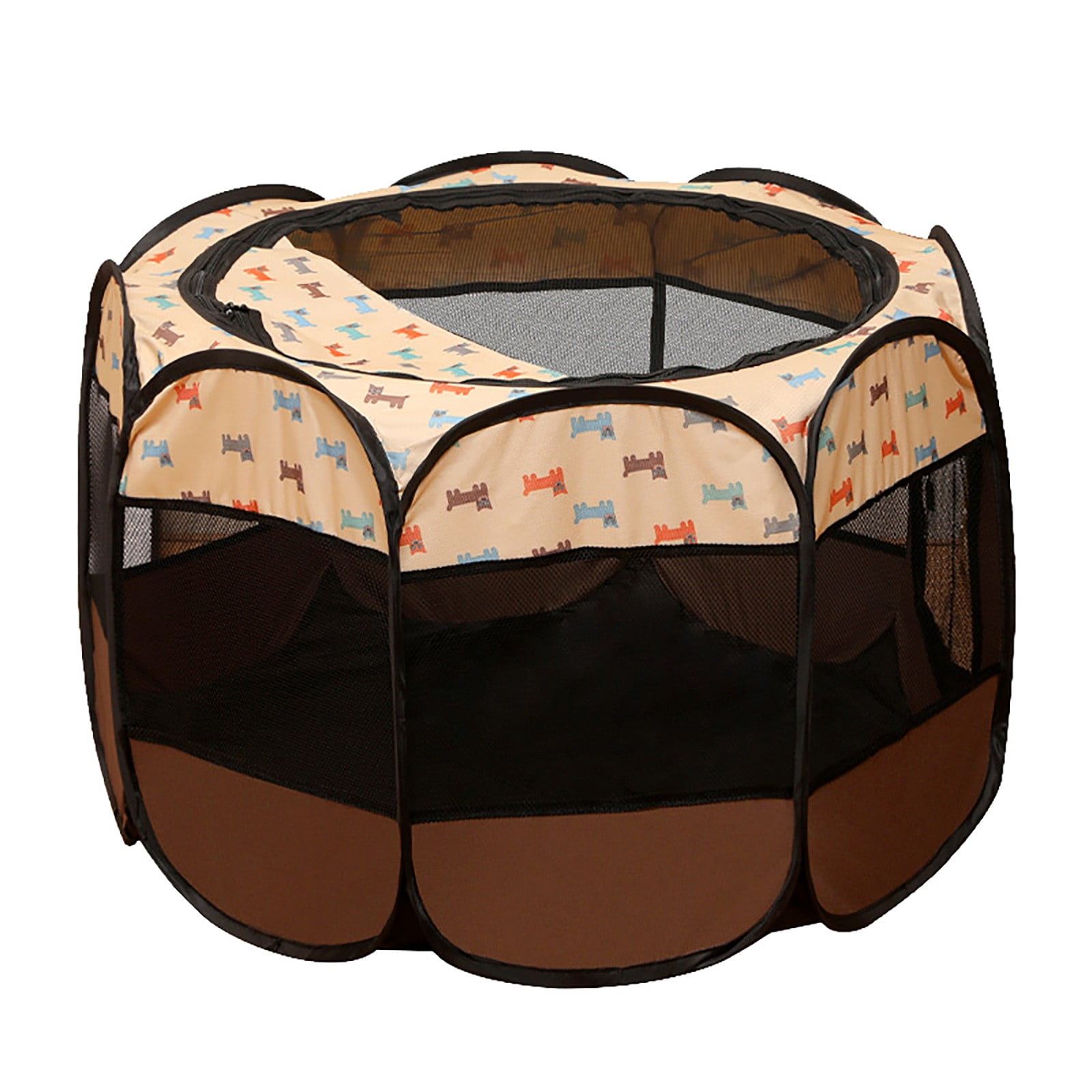 HHBEAUTY Portable Pet Cat Playpen for Indoor Cats Enclosed, Foldable Small Dog Puppy Playpen Crate Kennel Cage Outdoor with Top Roof, Pop Up Collapsible Kitten Play Pen Tent for Camping RV