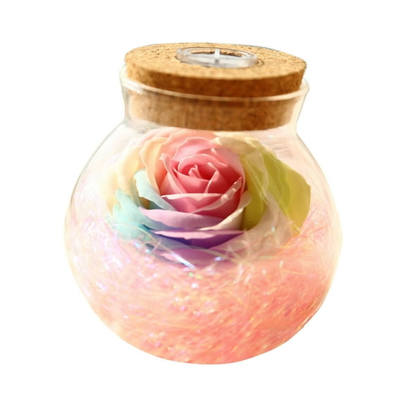 HHBEAUTY Preserved Real Roses with Colorful Mood Light Wishing Bottle, Eternal Colorful Rose,Never Withered Flowers, for Bedroom Party Table Decor, Christmas Decorations, a Gifts for Women