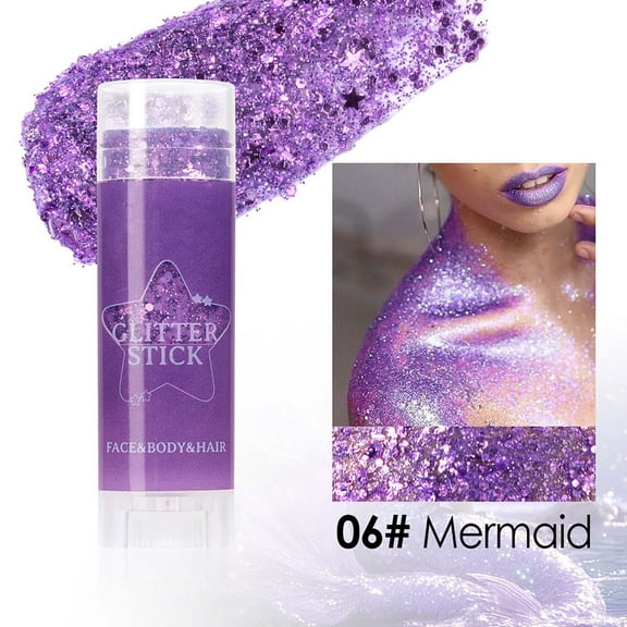 HHBEAUTY Purple Face Body Glitter Stick,Mardi Gras Outfit for Women,Party Accessories,Waterproof Chunky Glitter Makeup for Face/Body/Hair/Eyes,Mermaid Glitter Face Paint,Body Glitter for Women
