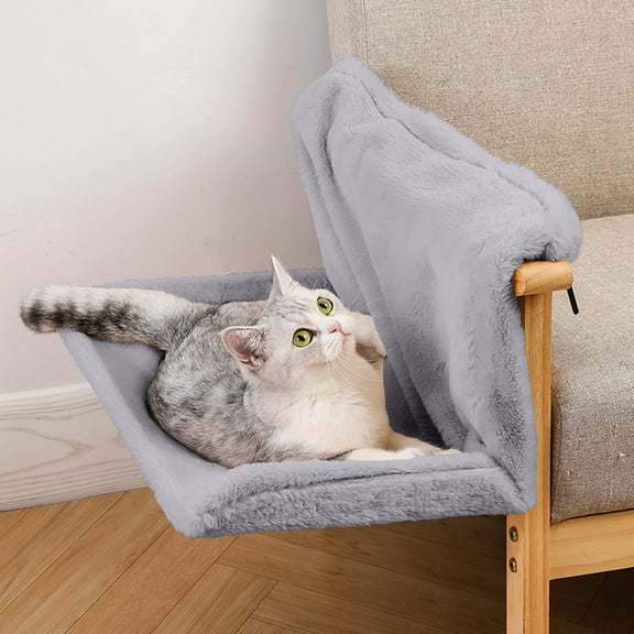 HHBEAUTY Radiator Cat Bed, Bedside Hanging Bed Pet Bed, Premium Faux Fur Cat Hammock, Durable & Washable Hanging Beds - Gray
