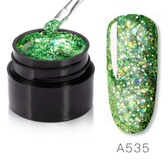 HHBEAUTY Reflective Diamond Nail Glitter Gel Polish, Sparkly Summer Color Holographic Glitters Shiny Gel, UV Lamp Required