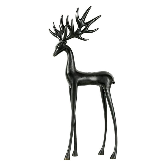 HHBEAUTY Reindeer Statues Imitation Metal Deer Sculpture, Black Finish European-Style Modern Decorative, Christmas Tabletop Ornaments for Mantel Fireplace Living Room Bedroom Home Decor