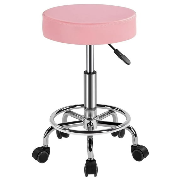HHBEAUTY Rolling Stool Adjustable Spa Chair with Wheels Small Round Stool Shop Tattoo Chair, Pink