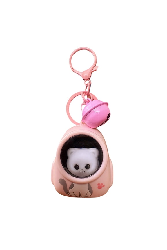 Romantic Star Sky Cat Cute keychain, Cute backpack accessories, Pet Backpack Light up Funny Keyring, Cartoon Key Holder with Bell Ornament