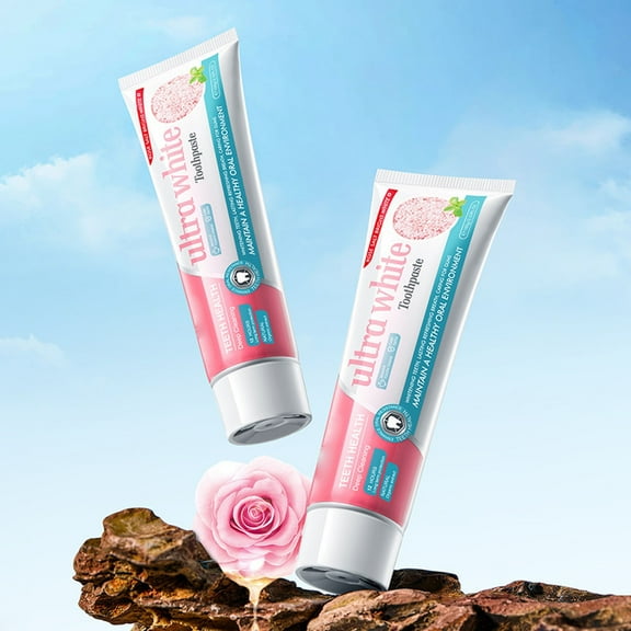 HHBEAUTY Rose Salt Toothpaste, Vegan, Cruelty-Free, Paraben-Free Plaque & Tartar Remover Oral Care Travel Size Toothpaste, Long-Lasting Freshness for Sensitive Gum & Teeth