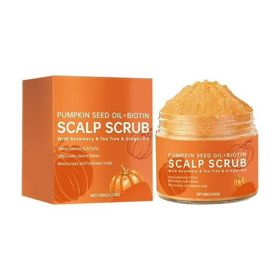 HHBEAUTY Scalp Scrub, Pumpkin Seed Oil Scalp Exfoliator With Biotin & Rosemary, Sulfate Free Scalp Detox for Itchy Scalp & Dandruff & Buildup Removal, Hair Scrub with Scrubber