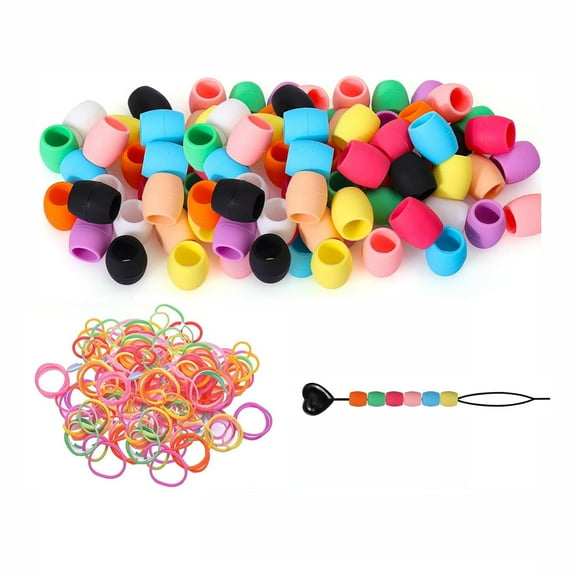 HHBEAUTY Silicone Hair Beads for Women Girls Braids, Soft Colorful Pony Beads Bulk for Kids Girls Women Hair Accessories for Braids (Multicolor Big 50 pcs)