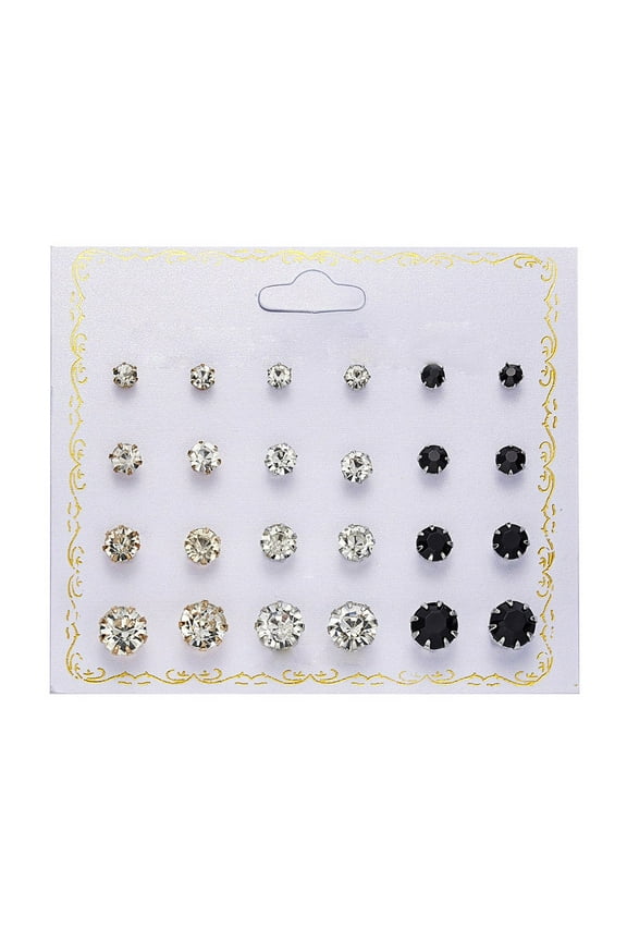 Silver Gold Black Stud Earrings Set 12 Pairs Hypoallergenic Cubic Zirconia Titanium Stainless Steel Silver Rose Gold Black CZ Cartilage Stud Earrings Jewelry Sets for Women Men