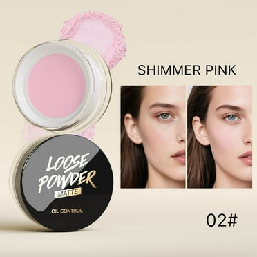 HHBEAUTY Soft Focus Loose Setting Powder, Waterproof, Matte, Oil Control, Shine Free, Talc-Free Face Powder Makeup, 24H Longwear Finishing Powder, Shimmer Pink