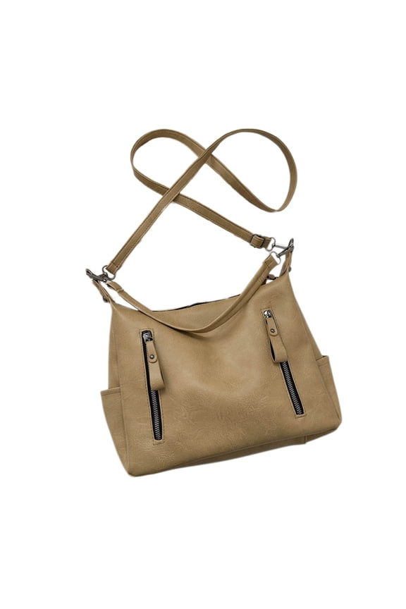 Soft Leather Shoulder Bags Stylish Hobo Handbags Purses Crossbody Bags for Women, Large Capacity PU Tote Bag Commut Leisure Crossbody Shoulder Multipurpose Bag, Khaki