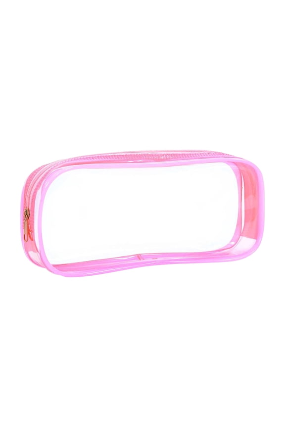 HHBEAUTY Stationery Storage Bag, Pen Case, Clear PVC Zipper Pencil Bag Toiletries Exam Pen Pencil Pouch Case Travel Luggage Make up Cosmetic Bag, Pink