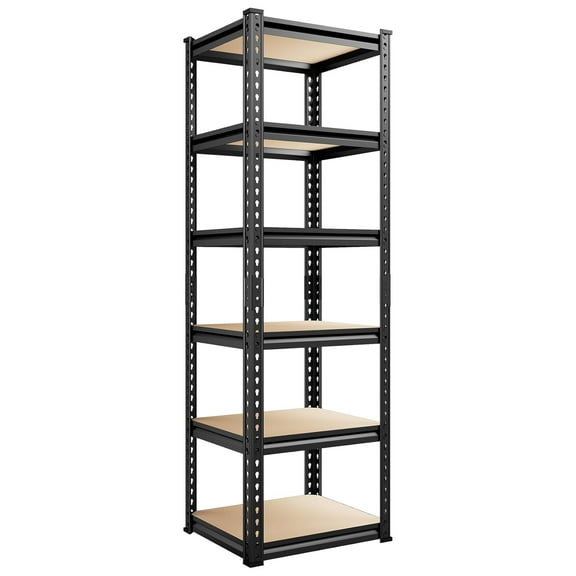 HHBEAUTY Storage Shelves 6 Tier Garage Shelving Heavy Duty Metal Shelving Loads 2250LBS Adjustable Metal Shelves for Garage Pantry Closet Kitchen Basement 16" W x 16" D x 72" H