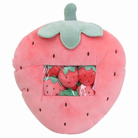 HHBEAUTY Strawberry Plush Stuffed - Soft Strawberry Plush Toy,1 Large with 6 Small Strawberry Plushies,Sofa Chair Decorative Pillow, Cute and Creative Pillow