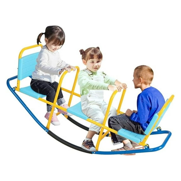 HHBEAUTY Teeter Totter Seesaw for Kids Outdoor, 2 in 1 Metal Rocking Seesaw for Toddlers with Easy-Grip Handles, Rocker Toy Gifts for Ages 3-8, 1-3 Person Home Preschool Backyard See Saw