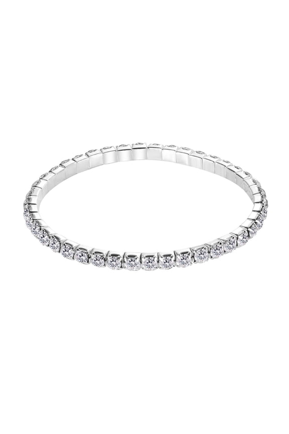 Tennis Bracelets For Women - Silver Plated Bracelet Stack Cubic Zirconia CZ Diamond Adjustable Stackable Bracelets Set For Prom Wedding Jewelry Gift, Silver