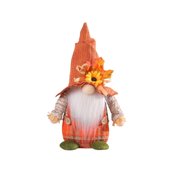 HHBEAUTY Thanksgiving Lighted Fall Gnomes Plush Decor Fall Harvest Handmade Scandinavian Tomte Stuffed Gnome Elf Dwarf with Sunflower Top Hat Rustic Farmhouse Tiered Tray Ornament
