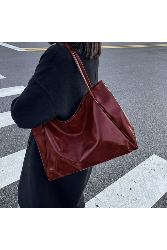 Tote Bag for Women Purses Extra Large Leather Work And Handbags Fashion Shoulder Tote Bag Travel Hand Bags, Bucket Tote Purse Retro PU Leather Hobo Bags, Red