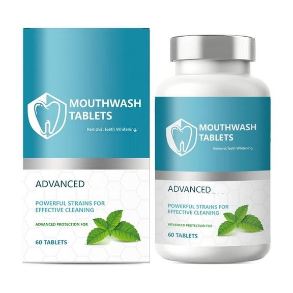 HHBEAUTY Travel Size Mouthwash Tablets - Hydroxyapatite, Fluoride Free & Alcohol Free - Chewable Tablets to Freshen Breath, Kill Odor Quickly & Helps Remineralize Teeth - (60 Pcs, Mint)