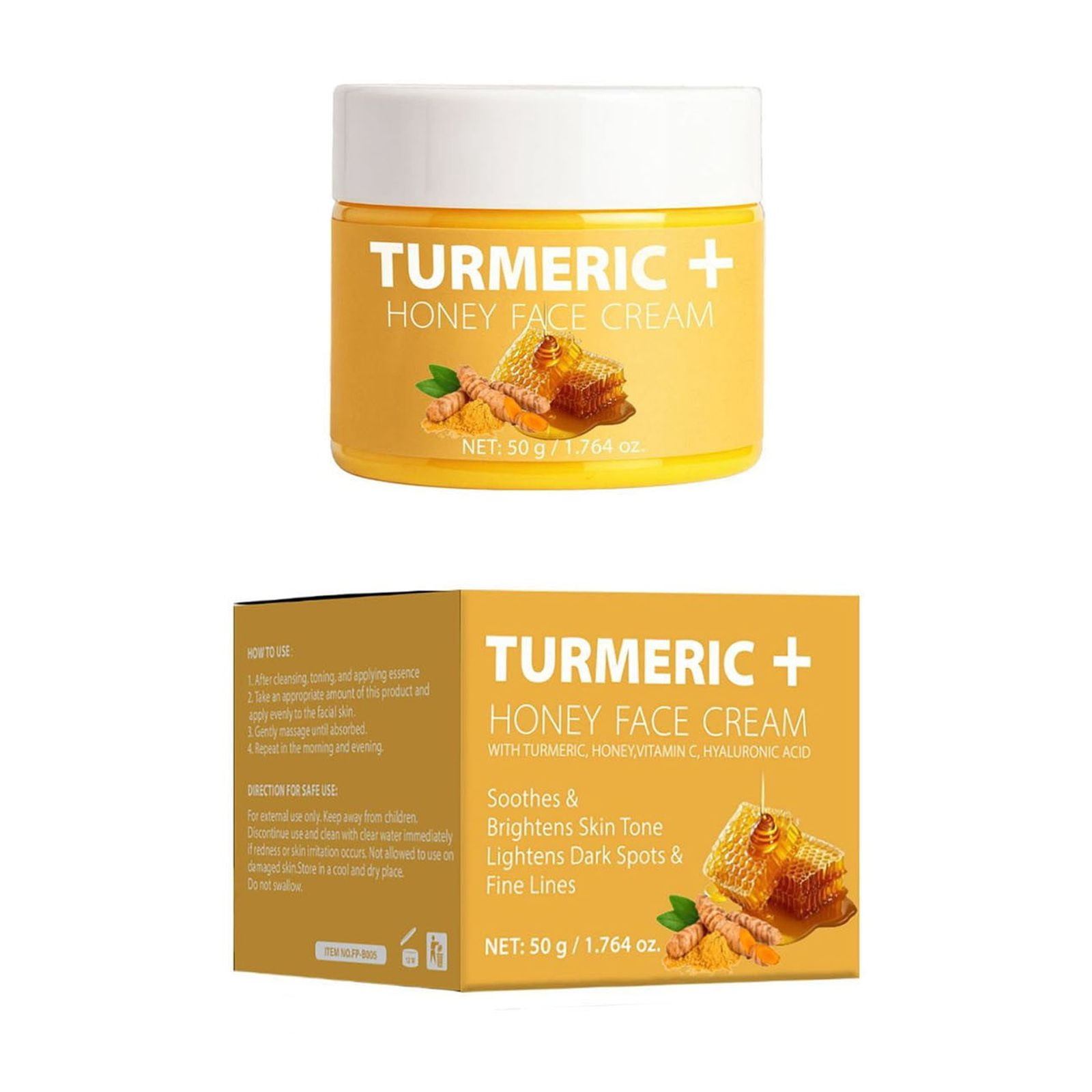 HHBEAUTY Turmeric Cream for Face & Body - All Natural Turmeric Cream Skin Brightening Lotion - Turmeric Cream Cleanses Skin, Fights Acne, Evens Tone - Pure Handcrafted Skincare