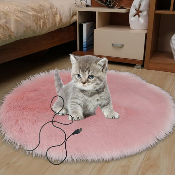 HHBEAUTY USB Charging Interface Cat Plush Mat,Pet Heating Pad, Plush Puppy Heating Pad, Professional Manufacturing Pet Warming Pad Pet Heating Blanket for Small Dogs Cats (Pink)
