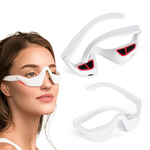 HHBEAUTY Under-Eye Red Light Care Device, Red Light Care Glasses Microcurrent Eye Massager Red Light Eye Mask for Eye Bags Dark Circles Puffiness Wrinkles Fine Lines