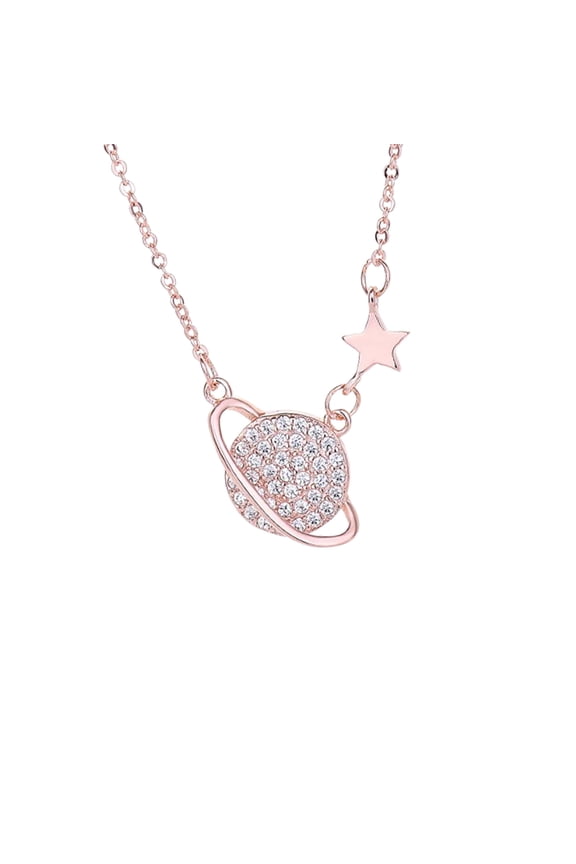 Unique Design Planet Pendant Necklace For Women Rose Gold Color Choker Women Female, Hypoallergenic and anti-rust Material Best Gift for Women