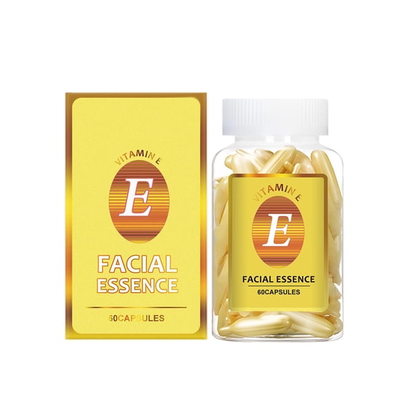 HHBEAUTY Vitamin E Anti-Aging Serum Capsules for Face with Retinol, Squalane & Ceramides - Facial Antioxidant, Active Skin Repair, Nourishing, Brightening, Moisturizing - 60 Capsules