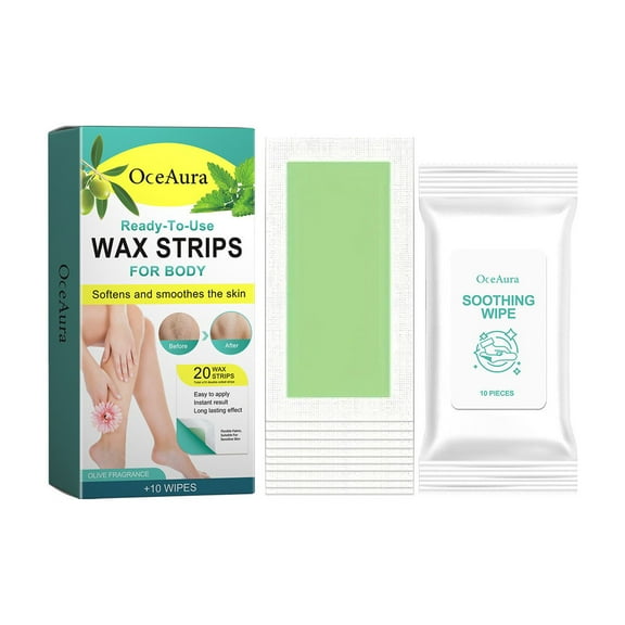 HHBEAUTY Wax Strips - 20 Strips for Hair Remover, Waxing Strips for Women, Hypoallergenic Body Wax Strips for Bikini, Face, Underarm, Legs &Arms with Calming Wipes, Fruit