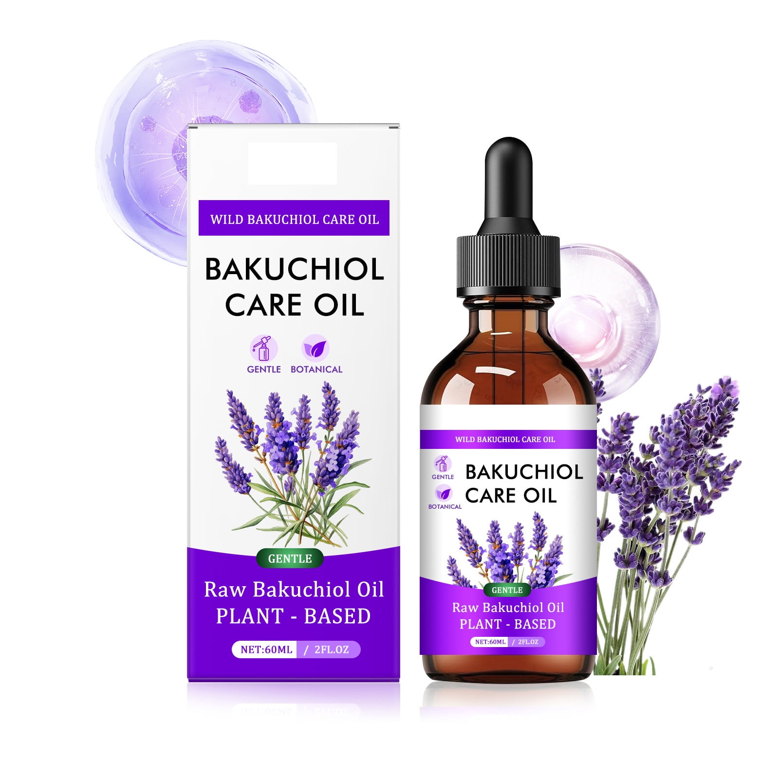 HHBEAUTY Wild Organic Bakuchiol Concentrate Serum - High Potency Retinol Alternative, Wrinkle Reduction Skin Firming & Smoothing - Anti-Aging Sensitive Skin Veg