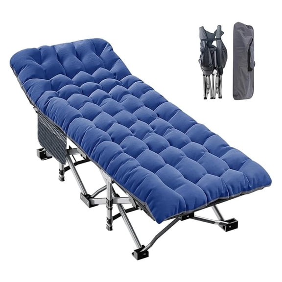HHBEAUTY XXL Camping Cot for Adults 900LBS - 78"×32" Oversized Folding Bed with Mattress Pad, Heavy Duty 1200D Oxford Outdoor Cot with Carry Bag